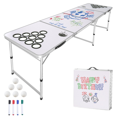 VEVOR 2,4 m Φορητό Beer Pong Tailgate Επιτραπέζιο πάρτι Παιχνίδι Κυπέλλου Τρύπες Μπάλες πονγκ