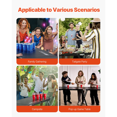 VEVOR 2,4 m Πτυσσόμενη λαβή μεταφοράς παιχνιδιών για πάρτι για μπύρα-πόνγκ πίσω