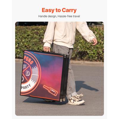 VEVOR 2,4 m Φορητό Beer Pong Tailgate Επιτραπέζιο Party Game Λαβή μεταφοράς LED