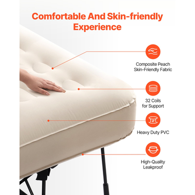 VEVOR Αερόστρωμα με Σκελετό & Αντλία Φουσκωτό Κούνια Κάμπινγκ 1 Ατόμου 300λίβρες