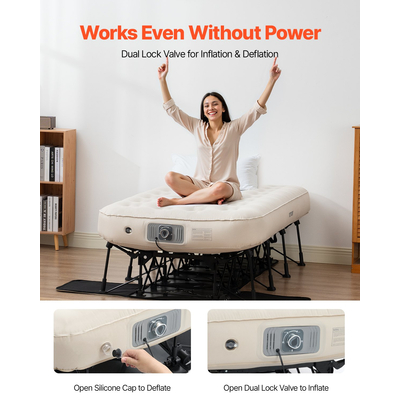 VEVOR Αερόστρωμα με Σκελετό & Αντλία Φουσκωτό Κούνια Κάμπινγκ 1 Ατόμου 300λίβρες