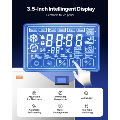 VEVOR Commercial Ice Maker 360 lbs/Day Self-Cleaning Ice Machine - Head Only