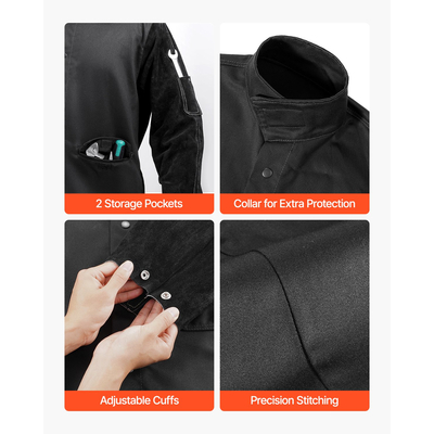 VEVOR FR Μπουφάν συγκόλλησης XXL Size Heavy Duty Δέρμα αγελάδας & 9oz FR βαμβάκι