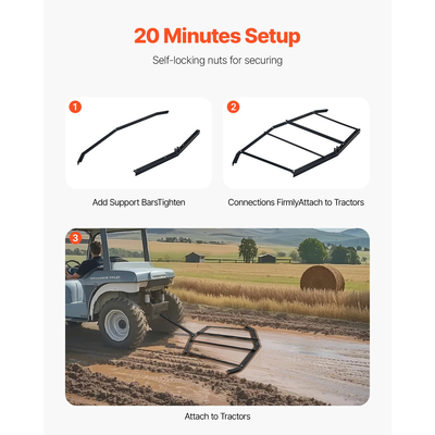 VEVOR Drag Harrow 72" Width Row Behind Drag Harrow Steel Gravel Grader ATV UTV