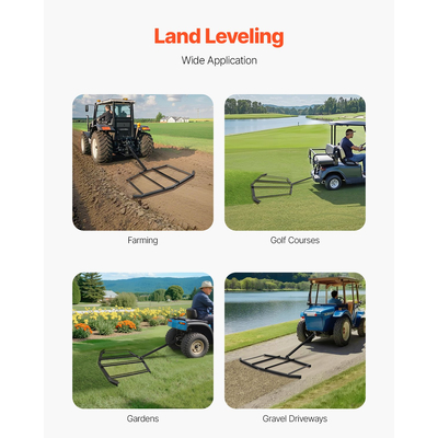 VEVOR Drag Harrow 72" Width Row Behind Drag Harrow Steel Gravel Grader ATV UTV