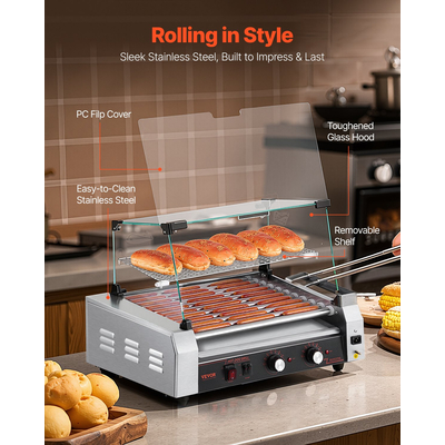 Εμπορική ψησταριά VEVOR Electric 30 Hot Dog 11 Roller 2200W