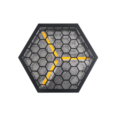 GloboStar® 51201 HALO HEXA Επαγγελματικό Φωτιστικό Ειδικών Εφέ DIGITAL MATRIX PIXEL & Blinder - 3 x 80W LED COB Chips Ultra Gold Warm White 2200K & 30 x 0.5W LED SMD5050 Chips RGB - AC 220V-240V DMX512 Display on Body - Μαύρο - Μ38 x Π38 x Υ22cm - 2 Χρόνια Εγγύση