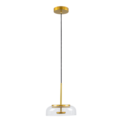 GloboStar® CHARLOTTE 00742 Μοντέρνο Κρεμαστό Φωτιστικό Καμπάνα CREE LED 5W 500lm 180° AC 85-265V IP20 Θερμό Λευκό 2700K Διάφανο Γυαλί με Χρυσό Μέταλλο - Μ23 x Π23 x Υ23cm - 2 Xρόνια Εγγύηση