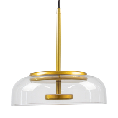 GloboStar® CHARLOTTE 00742 Μοντέρνο Κρεμαστό Φωτιστικό Καμπάνα CREE LED 5W 500lm 180° AC 85-265V IP20 Θερμό Λευκό 2700K Διάφανο Γυαλί με Χρυσό Μέταλλο - Μ23 x Π23 x Υ23cm - 2 Xρόνια Εγγύηση