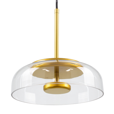 GloboStar® CHARLOTTE 00742 Μοντέρνο Κρεμαστό Φωτιστικό Καμπάνα CREE LED 5W 500lm 180° AC 85-265V IP20 Θερμό Λευκό 2700K Διάφανο Γυαλί με Χρυσό Μέταλλο - Μ23 x Π23 x Υ23cm - 2 Xρόνια Εγγύηση