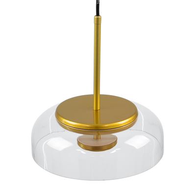 GloboStar® CHARLOTTE 00742 Μοντέρνο Κρεμαστό Φωτιστικό Καμπάνα CREE LED 5W 500lm 180° AC 85-265V IP20 Θερμό Λευκό 2700K Διάφανο Γυαλί με Χρυσό Μέταλλο - Μ23 x Π23 x Υ23cm - 2 Xρόνια Εγγύηση