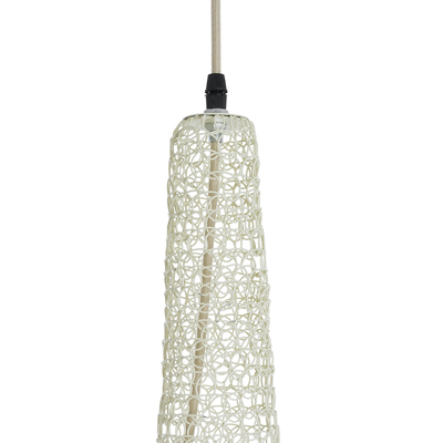 GloboStar® KENTUCKY 01874 Vintage Κρεμαστό Φωτιστικό Πλέγμα Μονόφωτο 1 x E27 IP20 Μπεζ Μέταλλο - Μ50 x Π50 x Υ90cm