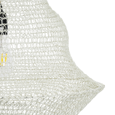 GloboStar® KENTUCKY 01874 Vintage Κρεμαστό Φωτιστικό Πλέγμα Μονόφωτο 1 x E27 IP20 Μπεζ Μέταλλο - Μ50 x Π50 x Υ90cm