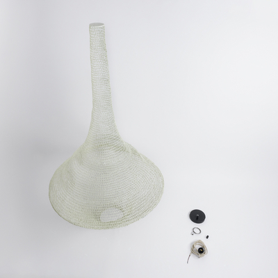 GloboStar® KENTUCKY 01877 Vintage Κρεμαστό Φωτιστικό Πλέγμα Μονόφωτο 1 x E27 IP20 Μπεζ Μέταλλο - Μ80 x Π80 x Υ140cm