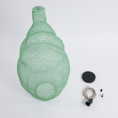 GloboStar® KENTUCKY 01897 Vintage Κρεμαστό Φωτιστικό Πλέγμα Μονόφωτο 1 x E27 IP20 Τιρκουάζ Μέταλλο - Μ40 x Π40 x Υ70cm