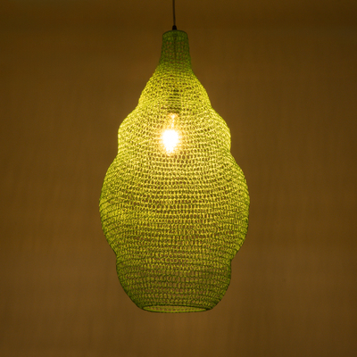 GloboStar® KENTUCKY 01897 Vintage Κρεμαστό Φωτιστικό Πλέγμα Μονόφωτο 1 x E27 IP20 Τιρκουάζ Μέταλλο - Μ40 x Π40 x Υ70cm