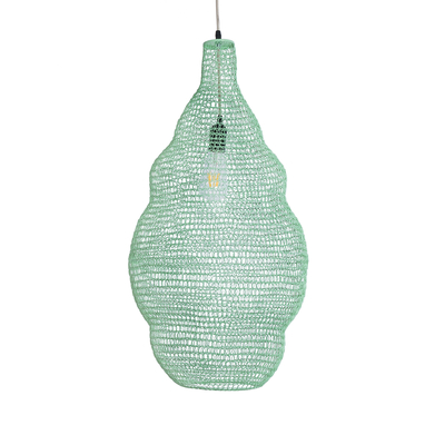 GloboStar® KENTUCKY 01897 Vintage Κρεμαστό Φωτιστικό Πλέγμα Μονόφωτο 1 x E27 IP20 Τιρκουάζ Μέταλλο - Μ40 x Π40 x Υ70cm