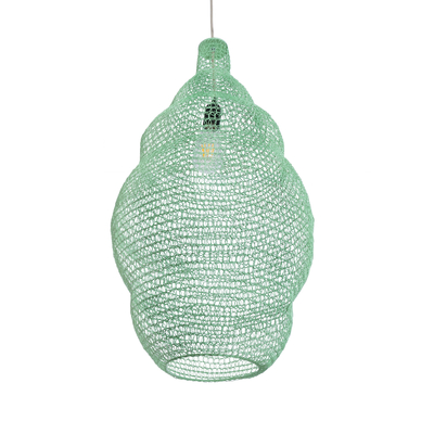 GloboStar® KENTUCKY 01897 Vintage Κρεμαστό Φωτιστικό Πλέγμα Μονόφωτο 1 x E27 IP20 Τιρκουάζ Μέταλλο - Μ40 x Π40 x Υ70cm