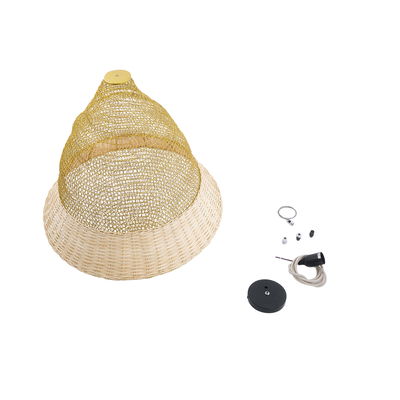 GloboStar® KENTUCKY 01911 Vintage Κρεμαστό Φωτιστικό Πλέγμα Μονόφωτο 1 x E27 IP20 Μπεζ Μέταλλο - Μ60 x Π60 x Υ80cm