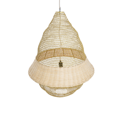 GloboStar® KENTUCKY 01911 Vintage Κρεμαστό Φωτιστικό Πλέγμα Μονόφωτο 1 x E27 IP20 Μπεζ Μέταλλο - Μ60 x Π60 x Υ80cm