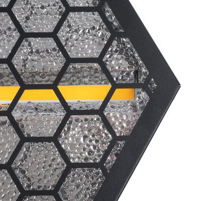 GloboStar® 51201 HALO HEXA Επαγγελματικό Φωτιστικό Ειδικών Εφέ DIGITAL MATRIX PIXEL & Blinder - 3 x 80W LED COB Chips Ultra Gold Warm White 2200K & 30 x 0.5W LED SMD5050 Chips RGB - AC 220V-240V DMX512 Display on Body - Μαύρο - Μ38 x Π38 x Υ22cm - 2 Χρόνια Εγγύση