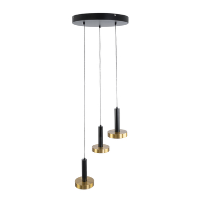 GLOBOSTAR® ZANE 60934 Κρεμαστό Φωτιστικό Design LED CCT 54W 6048lm 120° AC 220-240V IP20 - Εναλλαγή Φωτισμού μέσω Τηλεχειριστηρίου All In One Ψυχρό 6000k+Φυσικό 4500k+Θερμό 2700k Dimmable - Φ40 x Υ20cm - Μαύρο & Χρυσό - 3 Χρόνια Εγγύηση