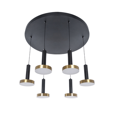 GLOBOSTAR® ZANE 60935 Κρεμαστό Φωτιστικό Design LED CCT 100W 11200lm 120° AC 220-240V IP20 - Εναλλαγή Φωτισμού μέσω Τηλεχειριστηρίου All In One Ψυχρό 6000k+Φυσικό 4500k+Θερμό 2700k Dimmable - Φ80 x Υ20cm - Μαύρο & Χρυσό - 3 Χρόνια Εγγύηση