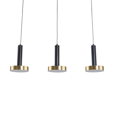 GLOBOSTAR® ZANE 60936 Κρεμαστό Φωτιστικό Design LED CCT 54W 6048lm 120° AC 220-240V IP20 - Εναλλαγή Φωτισμού μέσω Τηλεχειριστηρίου All In One Ψυχρό 6000k+Φυσικό 4500k+Θερμό 2700k Dimmable - Μ80 x Π15 x Υ20cm - Μαύρο & Χρυσό - 3 Χρόνια Εγγύηση