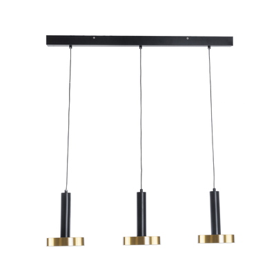 GLOBOSTAR® ZANE 60936 Κρεμαστό Φωτιστικό Design LED CCT 54W 6048lm 120° AC 220-240V IP20 - Εναλλαγή Φωτισμού μέσω Τηλεχειριστηρίου All In One Ψυχρό 6000k+Φυσικό 4500k+Θερμό 2700k Dimmable - Μ80 x Π15 x Υ20cm - Μαύρο & Χρυσό - 3 Χρόνια Εγγύηση