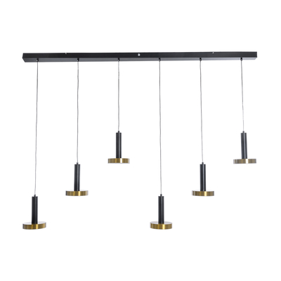 GLOBOSTAR® ZANE 60937 Κρεμαστό Φωτιστικό Design LED CCT 100W 11200lm 120° AC 220-240V IP20 - Εναλλαγή Φωτισμού μέσω Τηλεχειριστηρίου All In One Ψυχρό 6000k+Φυσικό 4500k+Θερμό 2700k Dimmable - Μ160 x Π15 x Υ20cm - Μαύρο & Χρυσό - 3 Χρόνια Εγγύηση