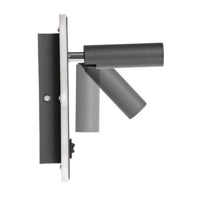 GloboStar® LADY-O 61365 Μοντέρνο Φωτιστικό Τοίχου - Απλίκα Ξενοδοχείου Bed Side LED 10W 1000lm 36° & 360° AC 220-240V - Reading Light & Κρυφός Φωτισμός - Φορτιστής USB 3A - Μ10.5 x Π10 x Υ18.5cm - Φυσικό Λευκό 4500K - Γκρι Ανθρακί - 3 Χρόνια Εγγύηση