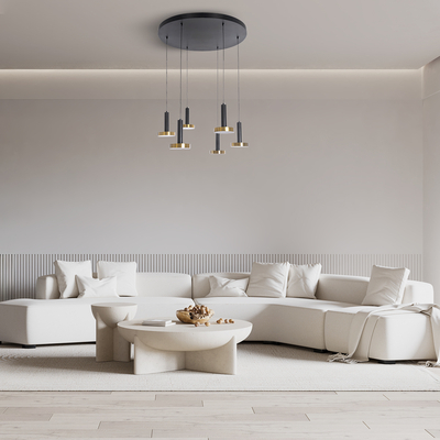 GLOBOSTAR® ZANE 60935 Κρεμαστό Φωτιστικό Design LED CCT 100W 11200lm 120° AC 220-240V IP20 - Εναλλαγή Φωτισμού μέσω Τηλεχειριστηρίου All In One Ψυχρό 6000k+Φυσικό 4500k+Θερμό 2700k Dimmable - Φ80 x Υ20cm - Μαύρο & Χρυσό - 3 Χρόνια Εγγύηση