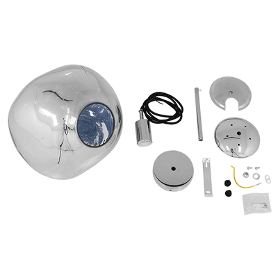 GloboStar® DIXAR 01460 Μοντέρνο Κρεμαστό Φωτιστικό Μπάλα Μονόφωτο 1 x E27 IP20 Ασημί Γυαλί - Μ28 x Π28 x Υ40cm