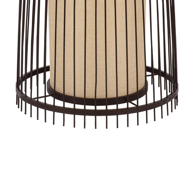 GloboStar® AZORES 01756 Boho Επιδαπέδιο Φωτιστικό Μονόφωτο 1 x E27 IP20 Καφέ & Μπεζ Ξύλο - Μ40 x Π40 x Υ150cm