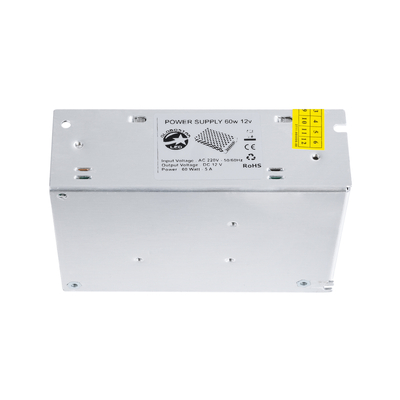 GloboStar® 73033 Μεταλλικό Τροφοδοτικό PELV για Προϊόντα LED 60W 5A - AC 220-240V σε DC 12V - IP20 - Μ11 x Π8 x Υ3.5cm - 2 Χρόνια Εγγύηση