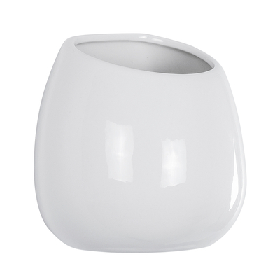 GloboStar® Artificial Garden GRENADA 20537 Διακοσμητική Κεραμική Γλάστρα Λευκή Φ12 x Υ13