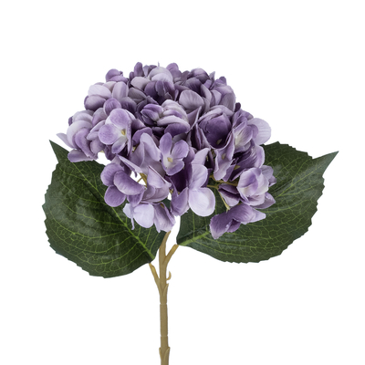 GloboStar® Artificial Garden PURPLE HYDRANGEA BRANCH 21181 Τεχνητό Διακοσμητικό Κλαδί Ορτανσίας Βαθύ Μωβ  Y47cm