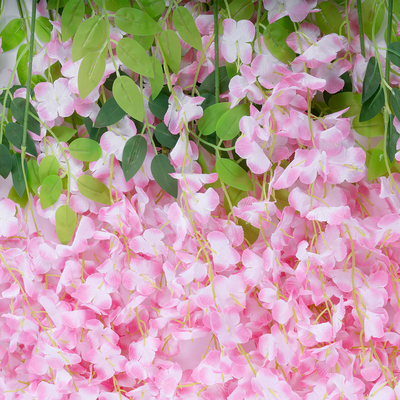 GloboStar® Artificial Garden PALE PINK WISTERIA FLOWER BRANCH 21511 Σετ 12 Τεχνητά Διακοσμητικά κλαδιά Βιστέριας Απαλό Ροζ Φ45 x Υ120cm