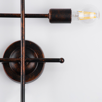 GloboStar® PIPING 00662 Vintage Επιτοίχιο Φωτιστικό Πολύφωτο 4 x E27 IP20 Χάλκινο Μέταλλο - Μ40 x Π9 x Υ52cm