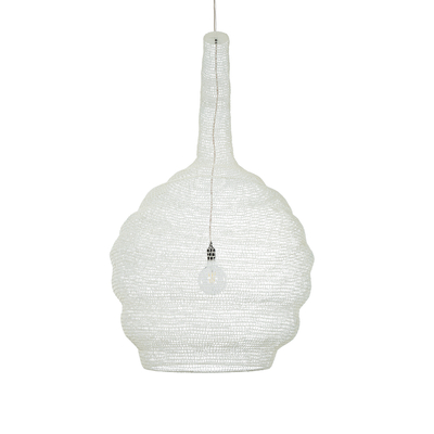 GloboStar® KENTUCKY 01886 Vintage Κρεμαστό Φωτιστικό Πλέγμα Μονόφωτο 1 x E27 IP20 Μπεζ Μέταλλο - Μ90 x Π90 x Υ150cm