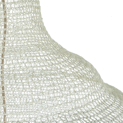 GloboStar® KENTUCKY 01886 Vintage Κρεμαστό Φωτιστικό Πλέγμα Μονόφωτο 1 x E27 IP20 Μπεζ Μέταλλο - Μ90 x Π90 x Υ150cm