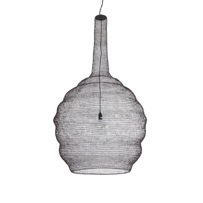 GloboStar® KENTUCKY 01887 Vintage Κρεμαστό Φωτιστικό Πλέγμα Μονόφωτο 1 x E27 IP20 Καφέ Μέταλλο - Μ90 x Π90 x Υ150cm