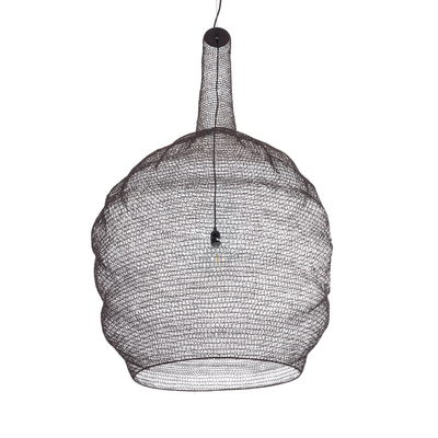 GloboStar® KENTUCKY 01887 Vintage Κρεμαστό Φωτιστικό Πλέγμα Μονόφωτο 1 x E27 IP20 Καφέ Μέταλλο - Μ90 x Π90 x Υ150cm