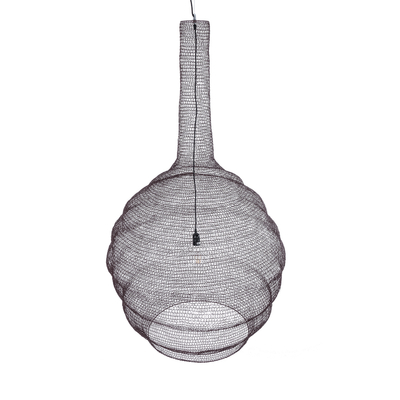 GloboStar® KENTUCKY 01887 Vintage Κρεμαστό Φωτιστικό Πλέγμα Μονόφωτο 1 x E27 IP20 Καφέ Μέταλλο - Μ90 x Π90 x Υ150cm