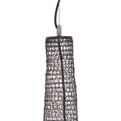 GloboStar® KENTUCKY 01887 Vintage Κρεμαστό Φωτιστικό Πλέγμα Μονόφωτο 1 x E27 IP20 Καφέ Μέταλλο - Μ90 x Π90 x Υ150cm