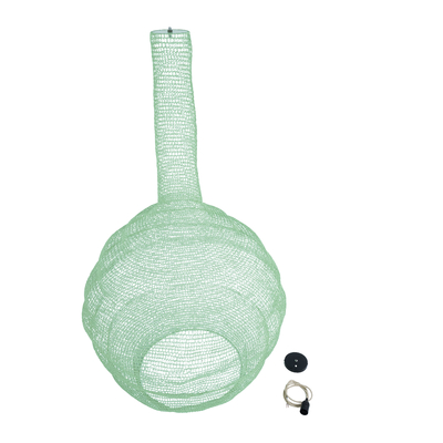 GloboStar® KENTUCKY 01888 Vintage Κρεμαστό Φωτιστικό Πλέγμα Μονόφωτο 1 x E27 IP20 Τιρκουάζ Μέταλλο - Μ90 x Π90 x Υ150cm