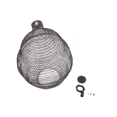 GloboStar® KENTUCKY 01899 Vintage Κρεμαστό Φωτιστικό Πλέγμα Μονόφωτο 1 x E27 IP20 Καφέ Μέταλλο - Μ40 x Π40 x Y60cm