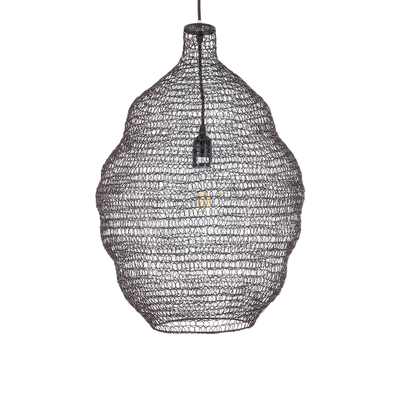 GloboStar® KENTUCKY 01899 Vintage Κρεμαστό Φωτιστικό Πλέγμα Μονόφωτο 1 x E27 IP20 Καφέ Μέταλλο - Μ40 x Π40 x Y60cm