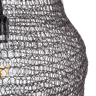 GloboStar® KENTUCKY 01899 Vintage Κρεμαστό Φωτιστικό Πλέγμα Μονόφωτο 1 x E27 IP20 Καφέ Μέταλλο - Μ40 x Π40 x Y60cm