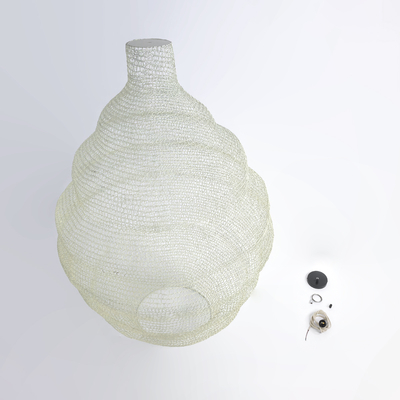 GloboStar® KENTUCKY 01901 Vintage Κρεμαστό Φωτιστικό Πλέγμα Μονόφωτο 1 x E27 IP20 Μπεζ Μέταλλο - Μ80 x Π80 x Y110cm